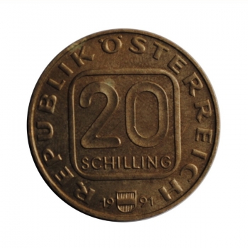 Австрия 20 шиллингов 1991 г., UNC, '200 лет со дня рождения Франца Грильпарцера'