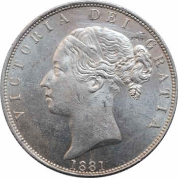 Великобритания 1/2 кроны 1881 г., UNC, "Королева Виктория (1838 - 1901)"