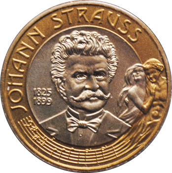 Австрия 50 шиллингов 1999 г., BU, '100 лет со дня смерти Иоганна Штрауса'