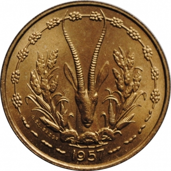 Французская Западная Африка 25 франков 1957 г., BU, 'Колония Франции (1944-1958)'