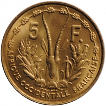 Французская Западная Африка 5 франков 1956 г., UNC, "Колония Франции (1944 - 1958)"