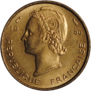 Французская Западная Африка 5 франков 1956 г., BU, 'Колония Франции (1944-1958)'