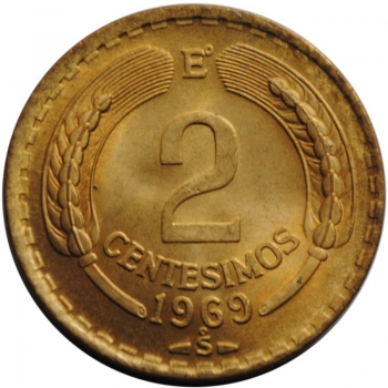 Чили 2 сентесимо 1969 г., BU, 'Республика Чили (1960-1975)'
