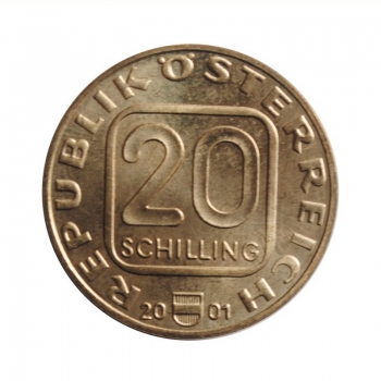 Австрия 20 шиллингов 2001 г., UNC, '200 лет со дня рождения Иоганна Нестроя'