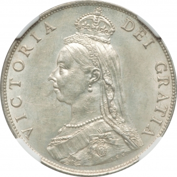 Великобритания 1/2 кроны 1887 г., NGC MS62, "Королева Виктория (1838 - 1901)"