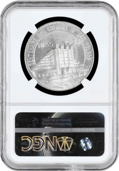 Бельгия 50 франков 1935 г. French - Pos. A, NGC MS64, "Брюссель Экспо и 100 лет железным дорогам"