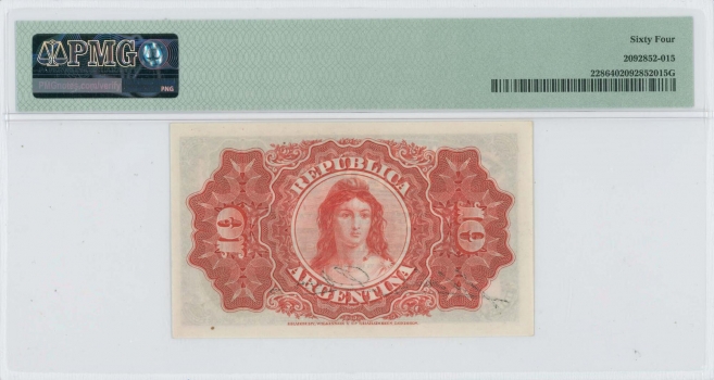 Аргентина 10 сентаво 1895 года, PMG 64, "Caja de Conversión - La Nación" P# 228