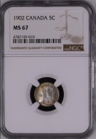 Канада 5 центов 1902 г., NGC MS67, "Король Эдуард VII (1902 - 1910)"