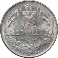 Румыния 250 леев 1941 г., UNC Details, "Король Михай I (1940 - 1947)"