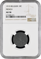 Бельгия 10 сантимов 1915 г. French, NGC AU58, "Немецкая оккупационная чеканка"
