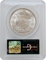Швейцария 5 франков 1909 г. B., PCGS MS64, "Швейцарская Конфедерация (1850 - 1916)"