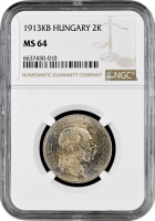 Венгрия 2 кроны 1913 г. KB, NGC MS64, "Император Франц Иосиф I (1848 - 1916)"