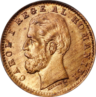 Румыния 1 бан 1900 г. B, PCGS MS65 RB, "Король Кароль I (1881 - 1914)"
