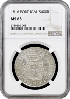 Португалия 400 рейсов 1816 г., NGC MS63, "Принц-регент Жуан VI (1799 - 1816)"