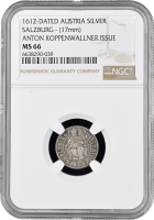 Зальцбург 1 крейцер 1587 г., NGC MS66, "Чекан Антона Коппенвальнера 1928" Top Pop