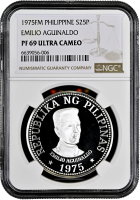Филиппины 25 писо 1975 г., NGC PF69 UC, "Эмилио Агинальдо"