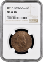 Португалия 20 рейсов 1891 г. A, NGS MS62 RB, "Король Карлуш I (1889 - 1908)"