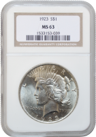 США 1 доллар 1923 г., NGC MS63, "Мирный доллар"