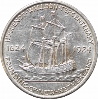 США 50 центов 1924 г., AU Det., "300 лет основания Новой Голландии"