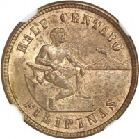 Филиппины 1/2 сентаво 1903 г., NGC MS63 RB, "Администрация США (1903 - 1945)"