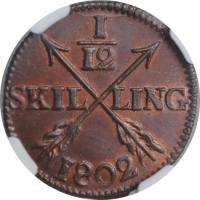 Швеция 1/12 скиллинга 1802, NGC MS64 RB, "Король Густав IV Адольф (1792 - 1809)"