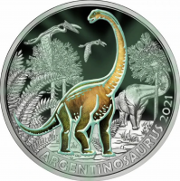 Австрия 3 евро 2021 г., BU, "Супер динозавры - Аргентинозавр /Argentinosaurus/"