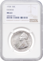 США 50 центов 1928 г., NGC MS63, "150 лет открытию Гавайских островов"