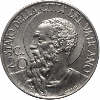 Ватикан 20 чентезимо 1941 г., BU, "Папа Пий XII (1939 - 1958)"