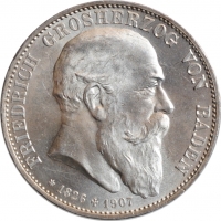 Баден 5 марок 1907, BU, "Смерть Фридриха I"