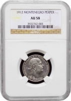 Черногория 1 перпер 1912 г., NGC AU58, "Король Никола I (1906 - 1918)"