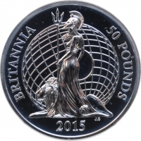 Великобритания 50 фунтов 2015 г., NGC MS69 DPL, "Стоящая Британия"