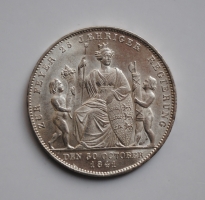 Вюртемберг 1 гульден 1841 г., UNC, '25-летие правления короля Вильгельма'