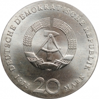 ГДР 20 марок 1975 г., BU, "225 лет со дня смерти Иоганна Себастьяна Баха"