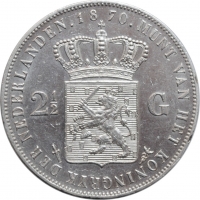 Нидерланды 2 1/2 гульдена 1870 г., UNC, "Король Виллем III (1849 - 1890)"
