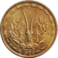 Западная Африка (BCEAO) 10 франков 1959 г., BU, 'Франк КФА BCEAO (1958-2016)'