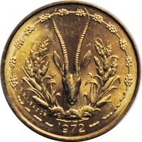 Западная Африка (BCEAO) 5 франков 1972 г., UNC, 'Франк КФА BCEAO (1958-2016)'