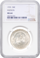 США 50 центов 1935 г., NGC MS64, "150 лет городу Гудзон, штат Нью-Йорк"