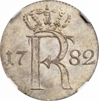 Пруссия 1/24 талера 1782 A, NGC MS65, "Король Фридрих II (1740 - 1786)"