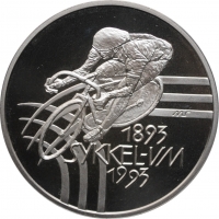 Норвегия 100 крон 1993 г., PROOF, "Чемпионат мира по велоспорту" KM# 443