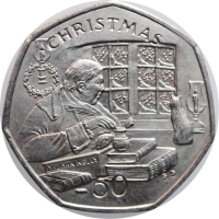 Остров Мэн 50 пенсов 2000 г., UNC, "Рождество"