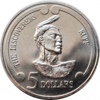 Новая Зеландия 5 долларов 1992 г., UNC, 'Первооткрыватели - Купе'