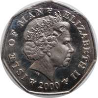 Остров Мэн 50 пенсов 2000 г., UNC, "Рождество"