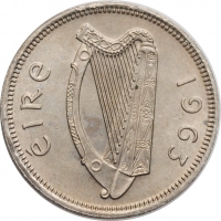 Ирландия 1 шиллинг 1963 г., UNC, "Республика Ирландия (Éire) (1939 - 1969)"