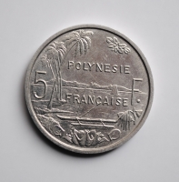 Французская Полинезия 5 франков 1983 г., UNC, 'Заморское сообщество Франции (1965-2015)'