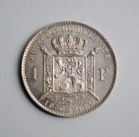 Бельгия 1 франк 1880 г., UNC, '50 лет Независимости'