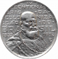 Бразилия 2000 рейсов 1932 г., UNC Details, "400 лет колонизации Бразилии"