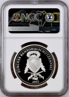 Швейцария 50 франков 2002 г., NGC PF70 UC, "Стрелковый фестиваль в Цюрихе"