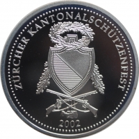 Швейцария 50 франков 2002 г., NGC PF70 UC, "Стрелковый фестиваль в Цюрихе"