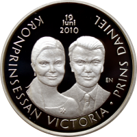 Швеция 300 крон 2010 г., PROOF, "Свадьба принцессы Виктории и Даниэля Уэстлинга"