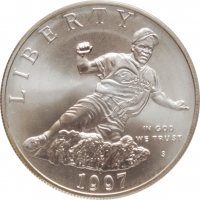 США 1 доллар 1997 г., BU, 'Джеки Робинсон'